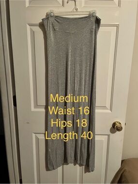 Gray Fold-Over Waist Maxi Skirt
